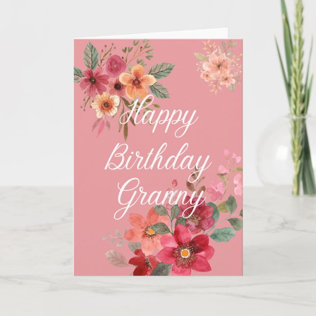 Floral Granny Geburtstagskarte Dankeskarte (Vorderseite)