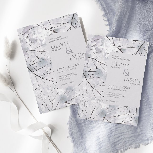 Floral Grau Lavender Watercolor Einladung (Von Creator hochgeladen)