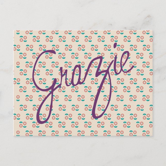 Floral Grazie Vielen Dank für Ihre Hochzeit Postka Postkarte (Vorderseite)