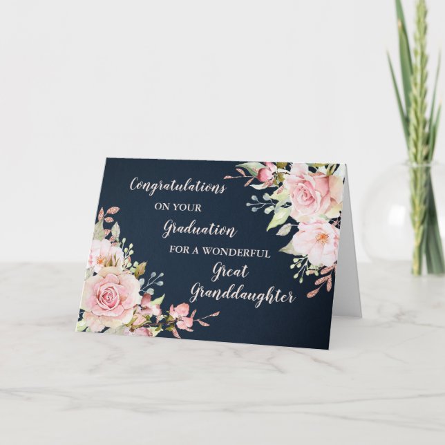Floral Great Grandtochter Abschluss Karte (Vorderseite)