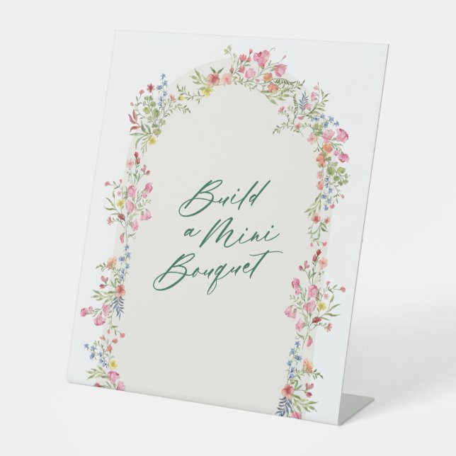 floral green arch build a bouquet wedding sockelschild (Vorderseite)