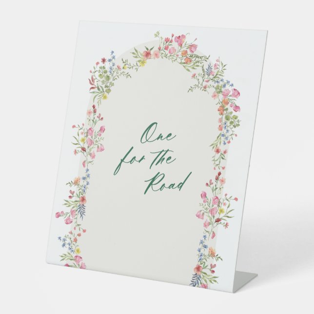 floral green arch one for the road wedding sockelschild (Vorderseite)