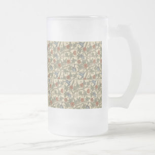Floral Green Pink Vintag William Morris Trellis Mattglas Bierglas