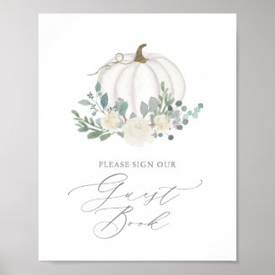 Floral Greenery Baby shower Citrouille Livre d'or