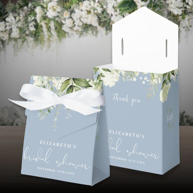 Floral Greenery Dusty Blue Brautparty Geschenkschachtel (Floral Greenery Dusty Blue Bridal Shower Favor Boxes)