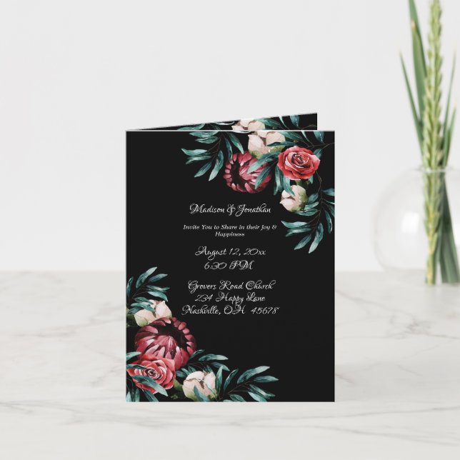 Floral Greenery Elegant Chic Script Name Wedding Einladung (Vorderseite)