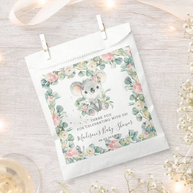 Floral Greenery Koala Baby Girl Shower Birthday Geschenktütchen (Ausgeschnitten)