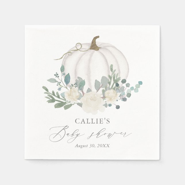 Floral Greenery Pumpkin Baby Shower Serviette (Vorderseite)
