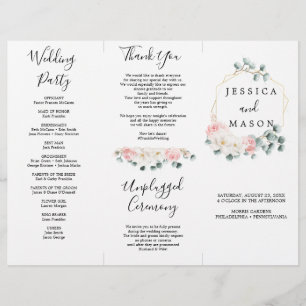 Floral Greenery Tri-Fold Hochzeitsprogramm