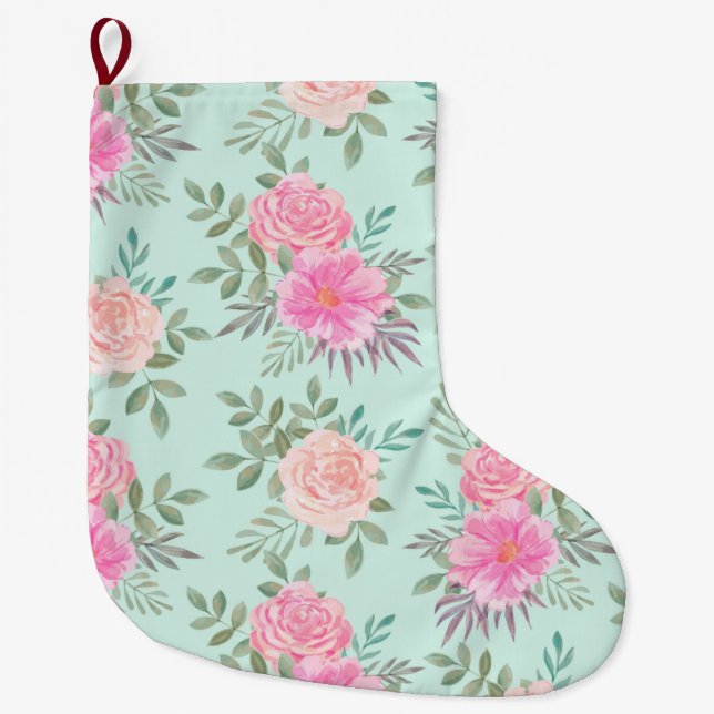 floral großer weihnachtsstrumpf (Vorderseite)