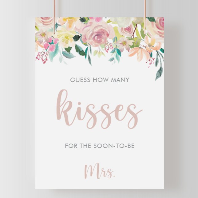 Floral Guess How Many Kisses Bridal Shower Game  Poster (Von Creator hochgeladen)