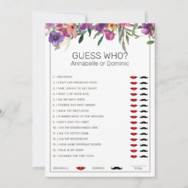 Floral Guess Who Editing Brautparty Games Einladung