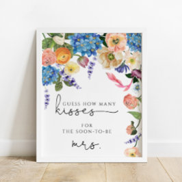 Floral Guess Wie viele Kisses Brautparty Game Po Poster
