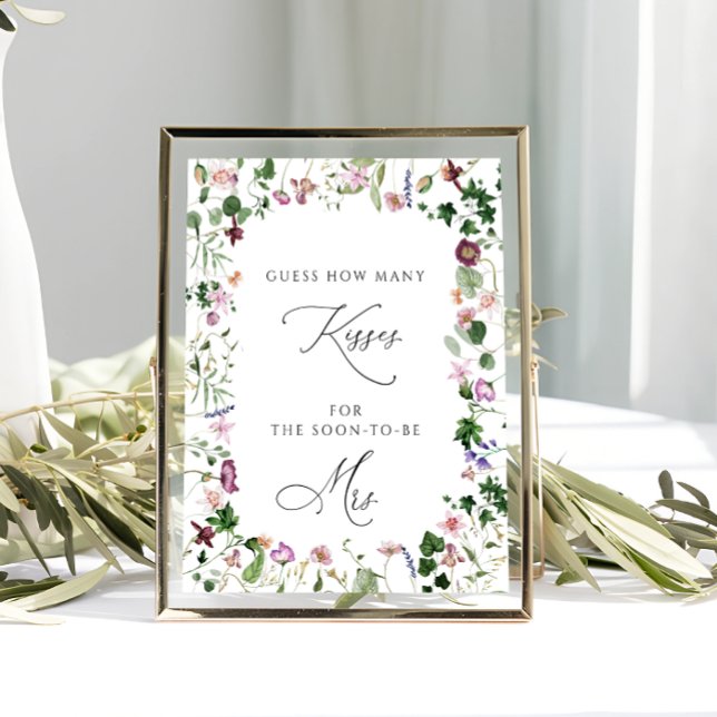 Floral Guess Wie viele Kisses Brautparty Game Poster (Von Creator hochgeladen)
