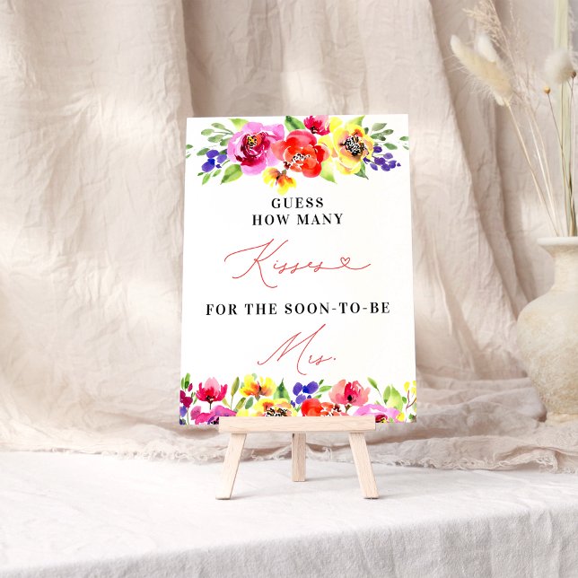 Floral Guess Wie viele Kisses Brautparty Game Poster (Von Creator hochgeladen)