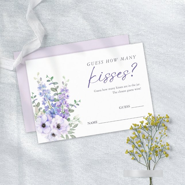 Floral Guess Wie viele Kisses Bridal Game Cards Einladung (Floral Guess How Many Kisses Bridal Game Cards)