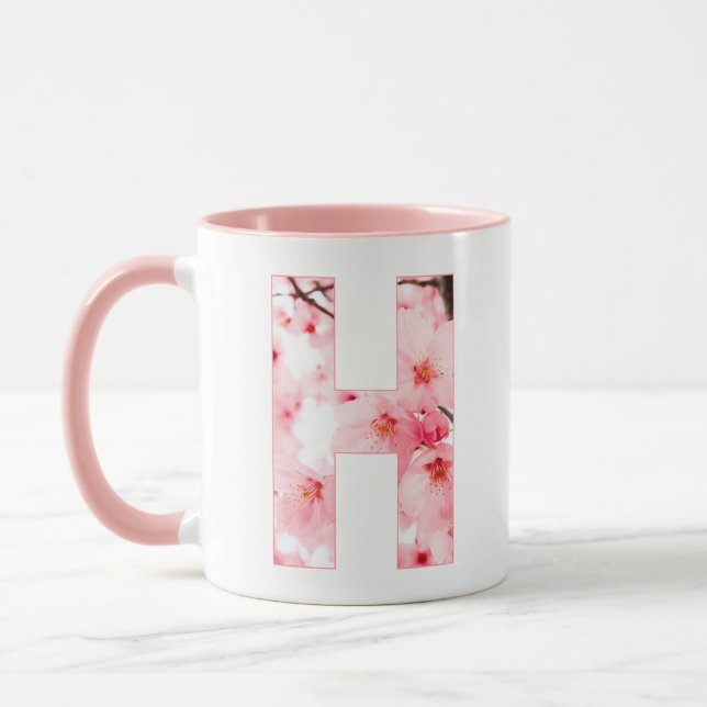 Floral H Initial Mug | Personalized Name & Traits (Gauche)