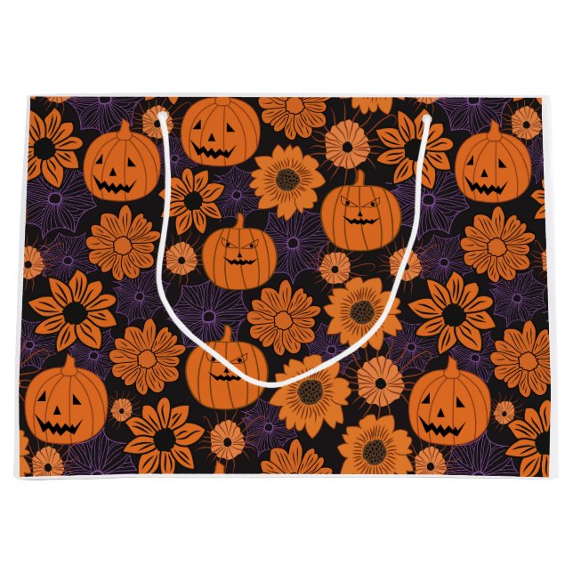 Floral Halloween Große Geschenktüte (Vorderseite)
