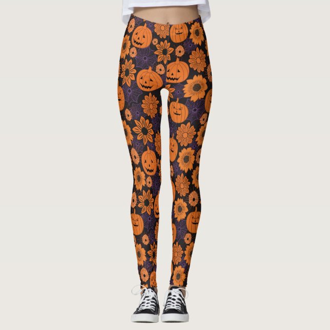 Floral Halloween  Leggings (Vorderseite)