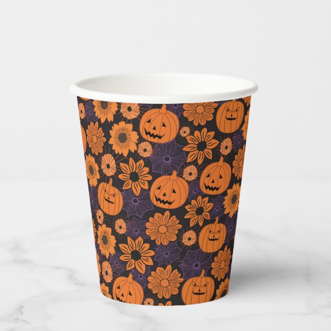 Floral Halloween Pappbecher (Vorderseite)