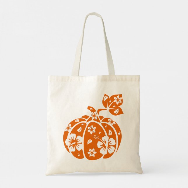 Floral Halloween Pumpkin Tote Bag Tragetasche (Rückseite)