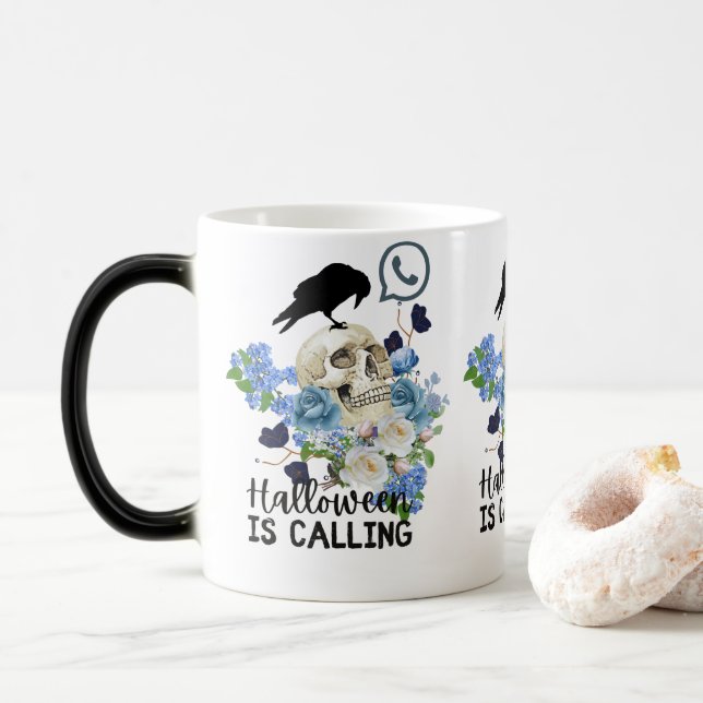 Floral Halloween ruft Verwandlungstasse (Mit Donut)