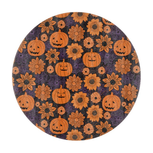 Floral Halloween Schneidebrett (Vorderseite)