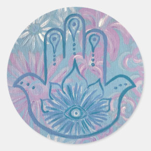 Floral-Hamsa-Aufkleber Runder Aufkleber