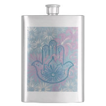 Floral Hamsa Flask