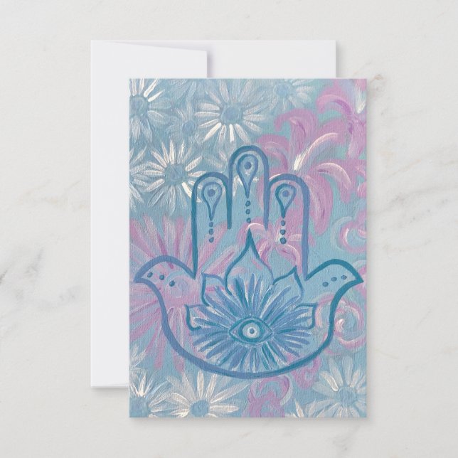 Floral Hamsa Grußkarten Dankeskarte (Vorderseite)