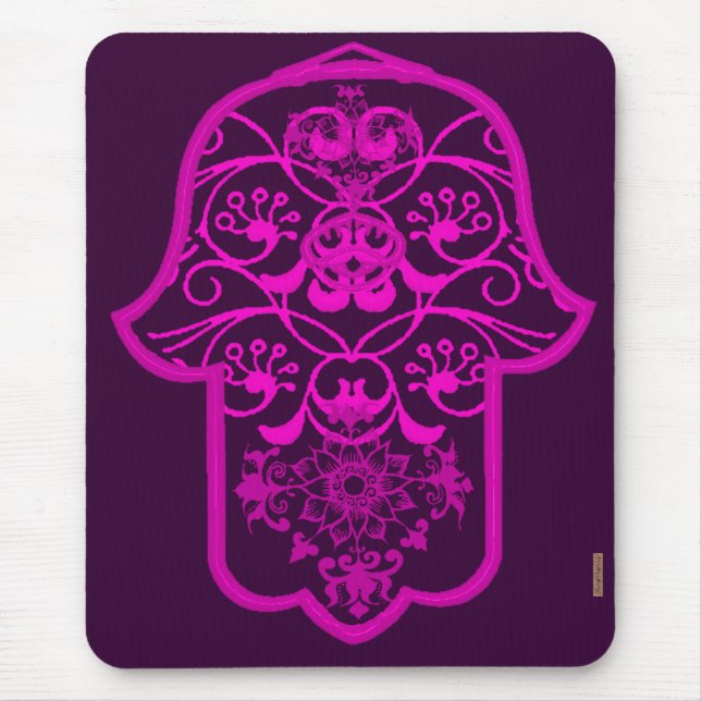 Floral Hamsa Pink Mousepad (Vorne)