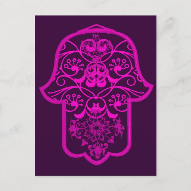 Floral Hamsa Pink Postkarte (Vorderseite)