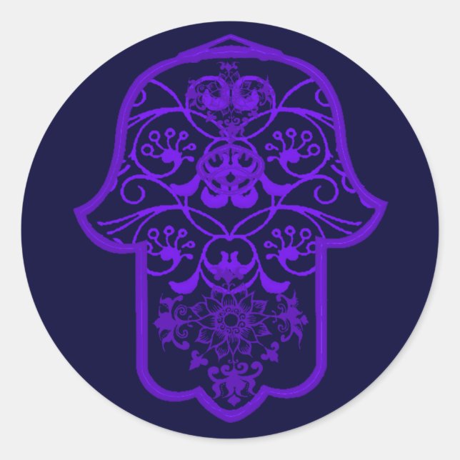 Floral Hamsa (Purple) Runder Aufkleber (Vorderseite)