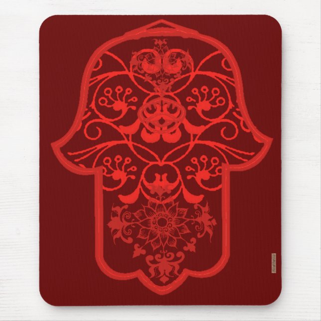 Floral Hamsa (rot) Mousepad (Vorne)
