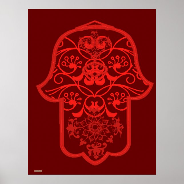 Floral Hamsa (rot) Poster (Vorne)