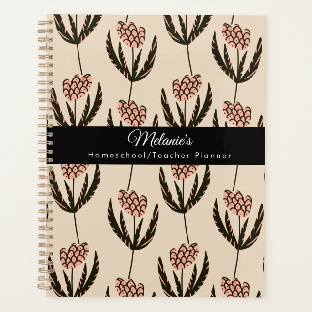 Floral Hand Gezeichnet Lehrerschule Homeschool Planer (Vorderseite)