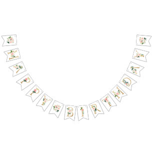 Floral Happy Birthday Bunting Fahnen, Banner