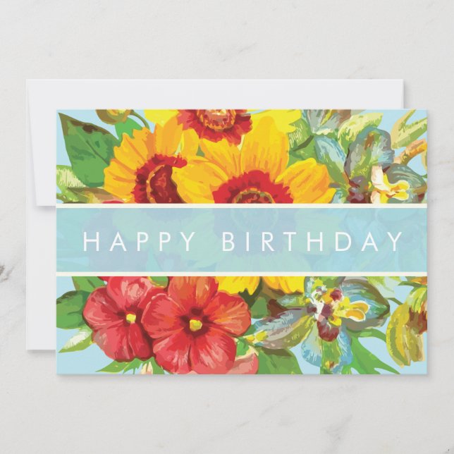 Floral Happy Birthday Card Karte (Vorderseite)