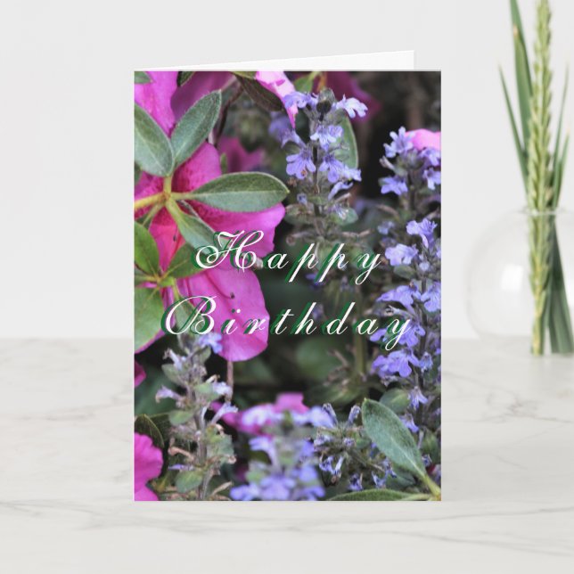  Floral  "Happy Birthday" Customizable Card Karte (Vorderseite)