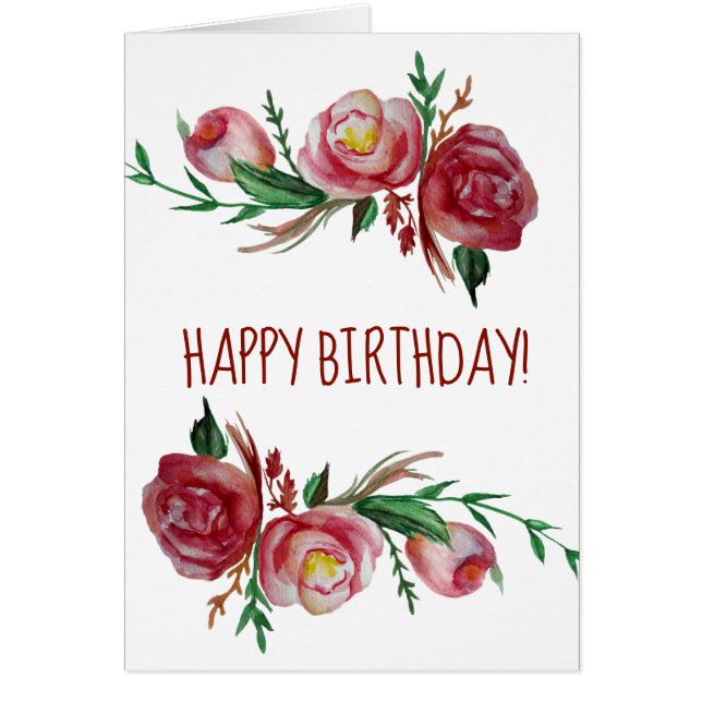 Floral Happy Birthday Grußkarte (Vorne)