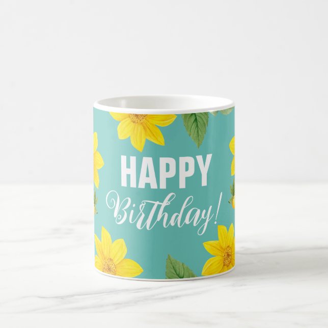 Floral Happy Birthday Kaffeetasse (Mittel)