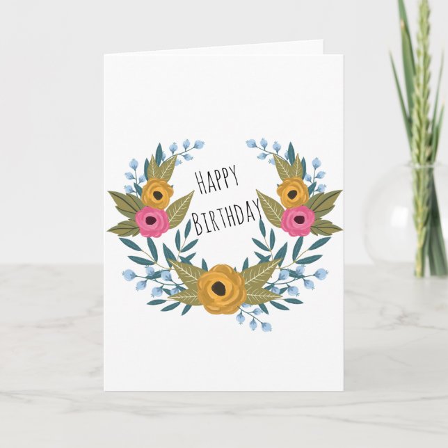 Floral Happy Birthday Karte (Vorderseite)