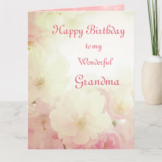 Floral Happy Birthday Oma Karte (Vorderseite)