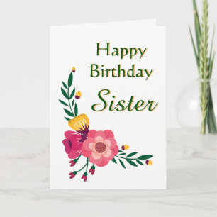 Floral Happy Birthday Sister Card Karte