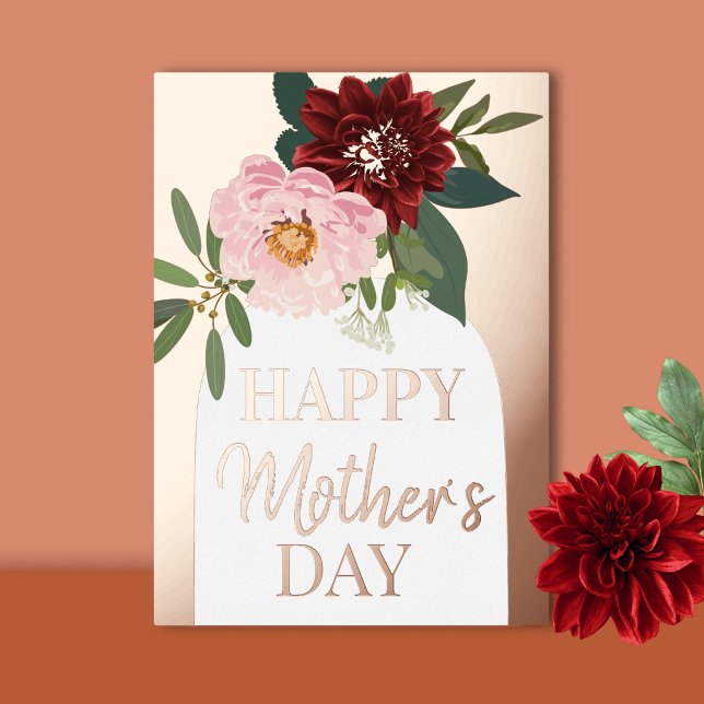 Floral Happy Mother's Day Gold Foil Carte de vacan (Créateur téléchargé)