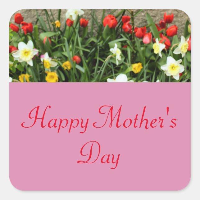 FLORAL HAPPY MUTTER'S DAY QUADRATISCHER AUFKLEBER (Vorderseite)