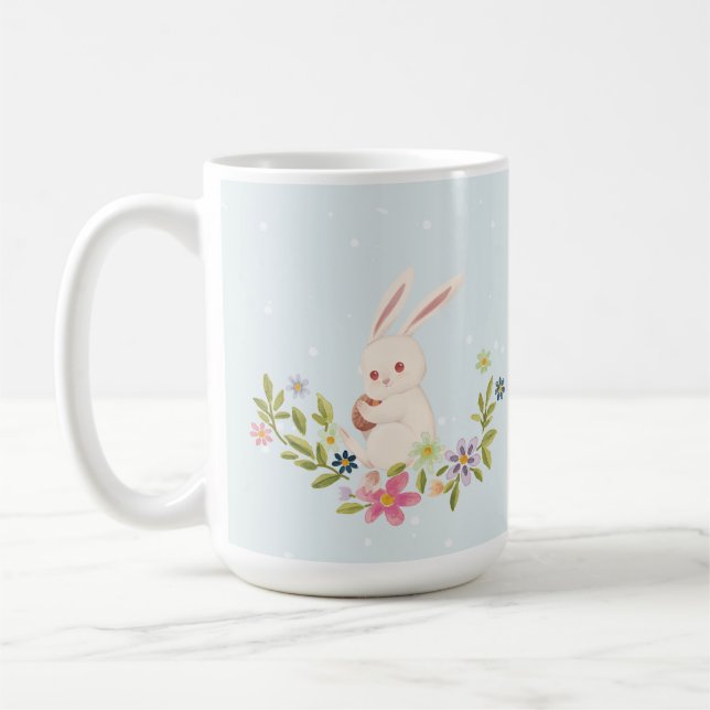 Floral Happy Ostertag Event Custom Rabbit Kaffeetasse (Links)