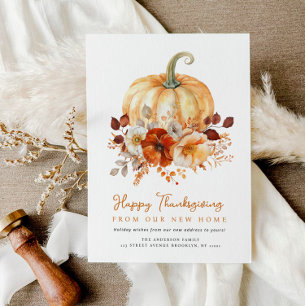 Floral Happy Thanksgiving bewegende Ankündigungska Feiertagskarte