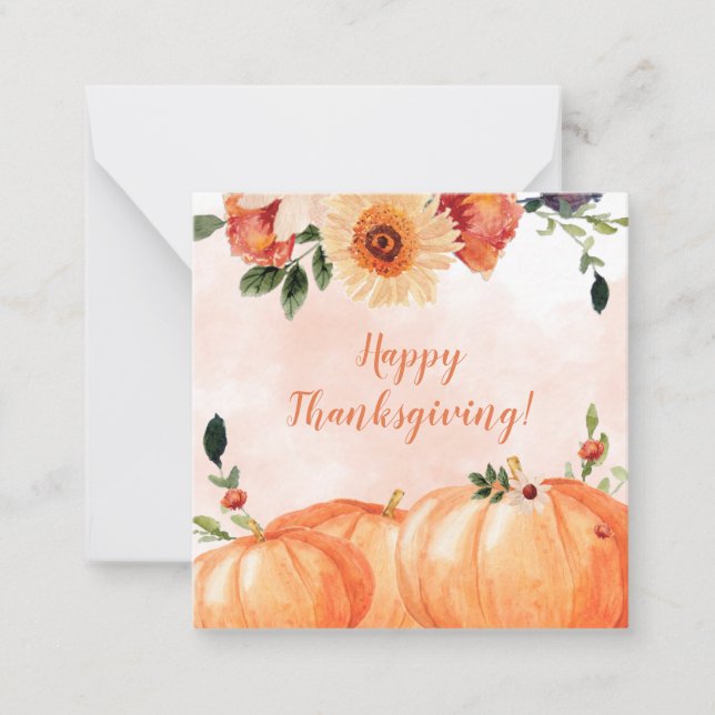 Floral Happy Thanksgiving Mitteilungskarte (Vorderseite)