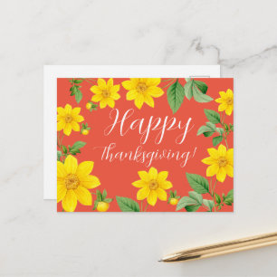 Floral Happy Thanksgiving Postkarte